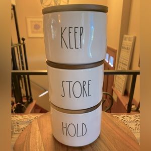 Rae Dunn Three Stack Jars - Store, Keep, Hold with lids